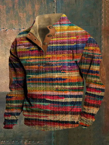 Men's 3D Sweater With Hot Digital Printing Stand Collar