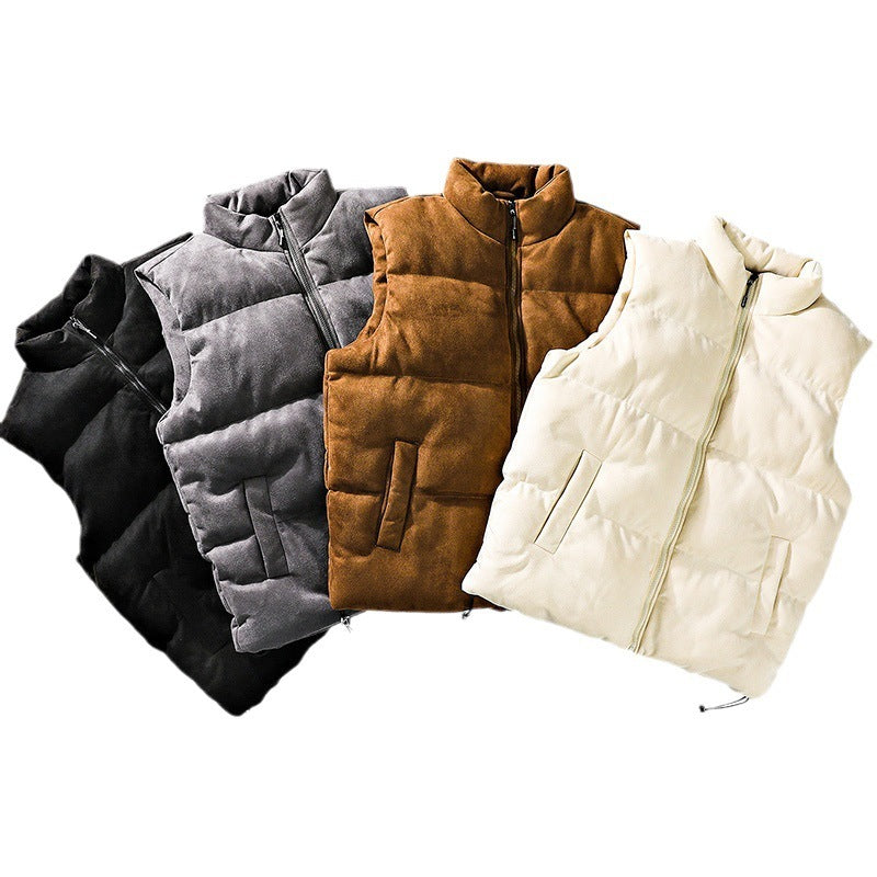 Men's Simple Stand-Up Collar Cotton-Padded Winter Vest