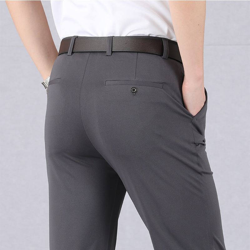 Men's High-Waist Casual Pants - Middle-Aged Stretch Trousers