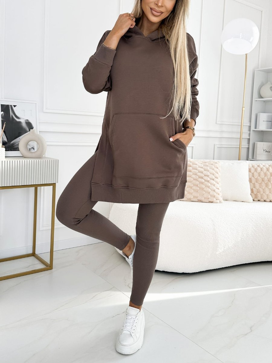 Women's Sports Casual Hooded Sweater - Thickened Underwear Leggings Two-piece Suit