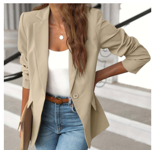 Women's Long-Sleeved Outwear Tops and Ins Lapel Button Jacket Fashion - Commuter Casual Suit Jacket For Ladies