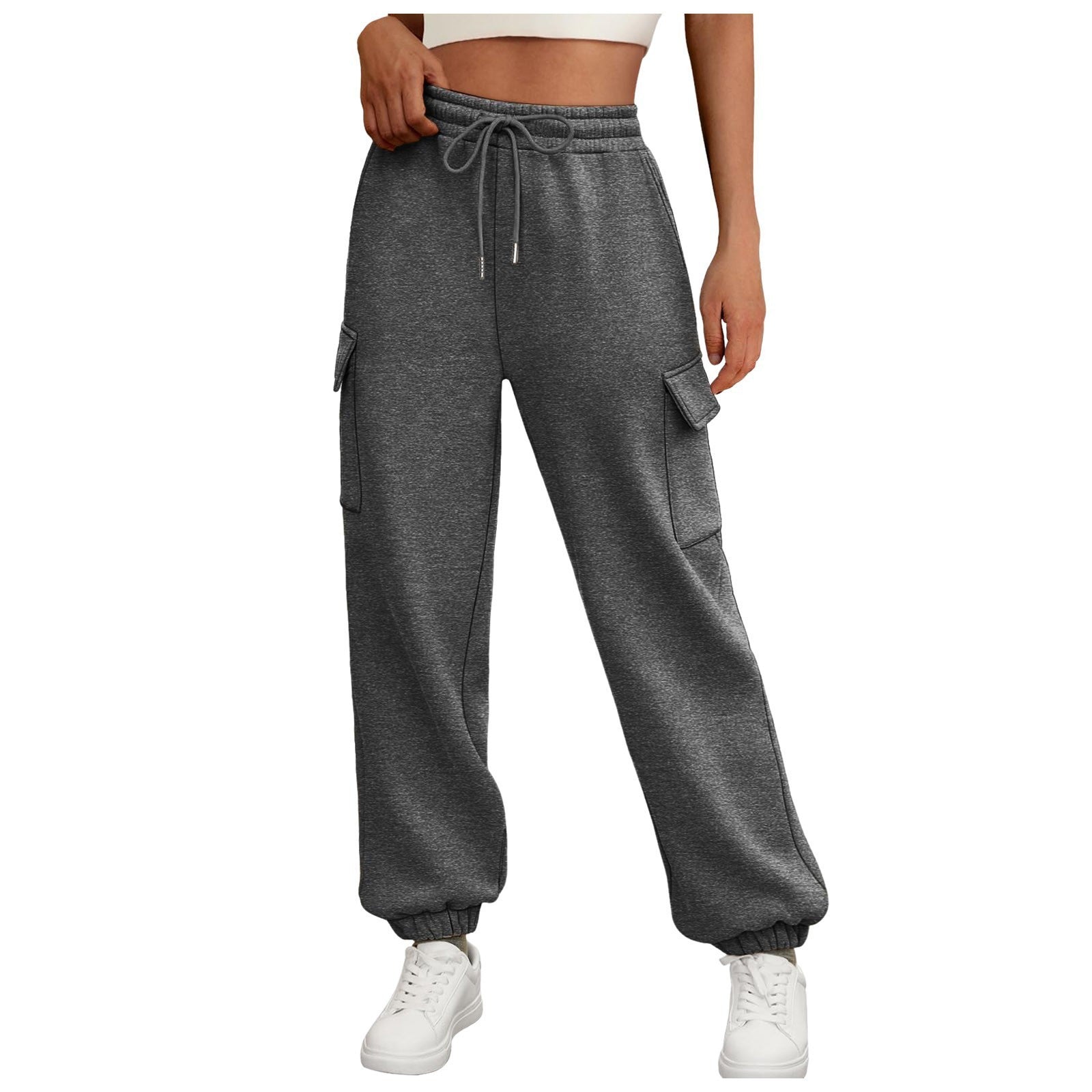 Women's Sweatpants Fleece Lined Baggy Athletic Jogger Trousers With Pockets - Casual Trendy Cargo Pants Autumn Outfits