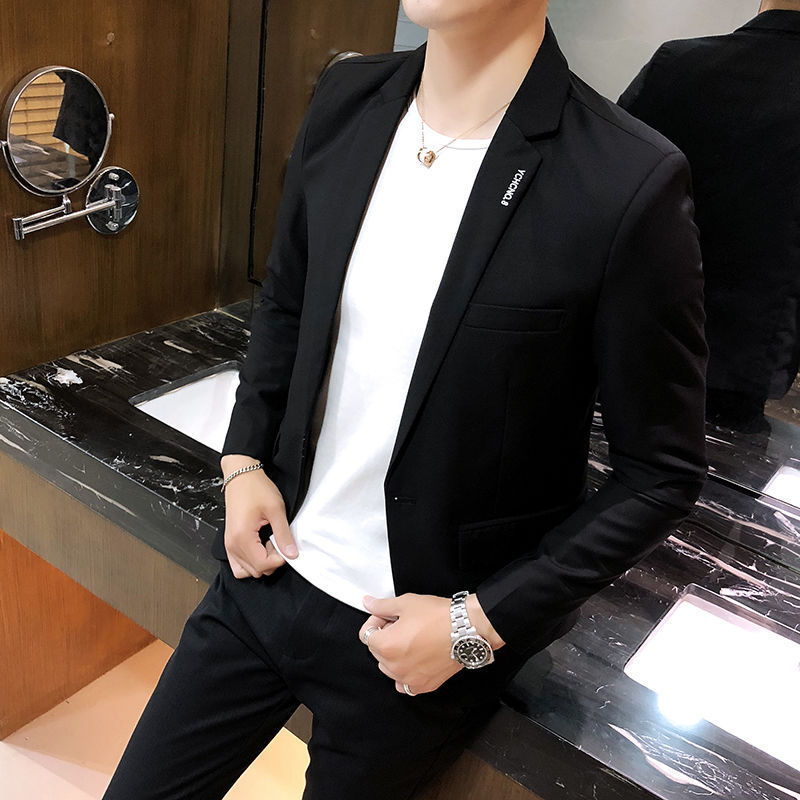 Men's Spring Korean Style Slim Fit Popular Single Leisure Suit