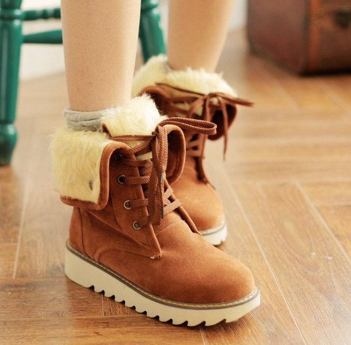 Frosted Fur and Snow Lace-Up Boots