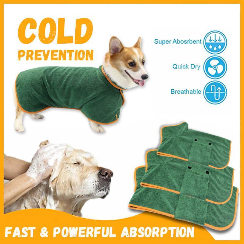 Absorbent Pet Bathrobe With Waist-Wrapped Microfiber