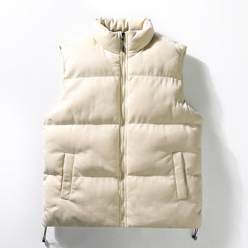 Men's Simple Stand-Up Collar Cotton-Padded Winter Vest