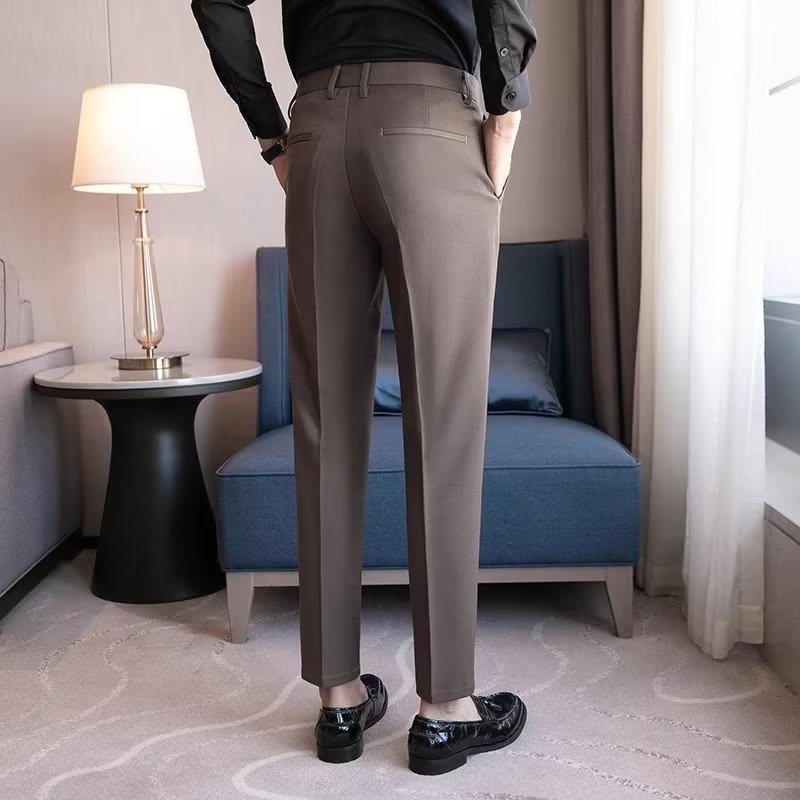 Men's Cropped And Casual Suit Straight Pants