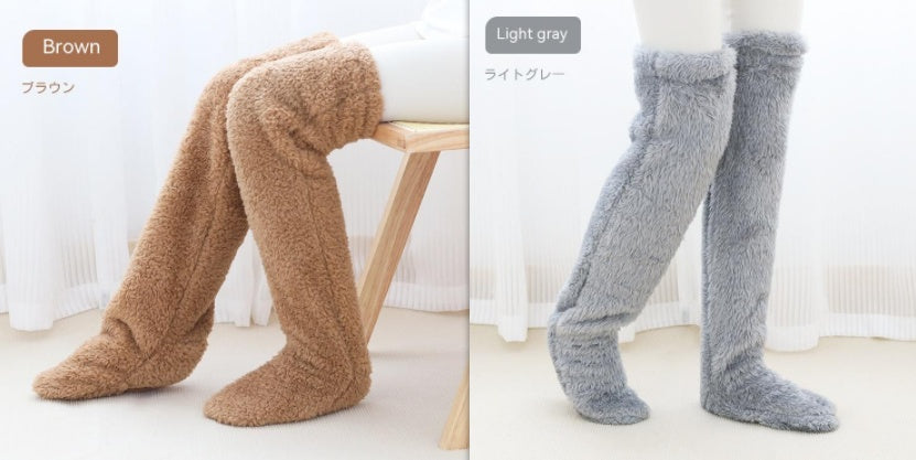 Winter Warm Over Knee High Fuzzy Long Socks - Cold-proof Stockings, Home Floor Sleeping Socks - Unisex