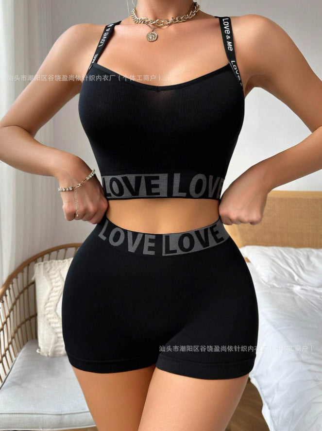 LOVE Letter Waist Head Camisole Women's Boy-Shorts