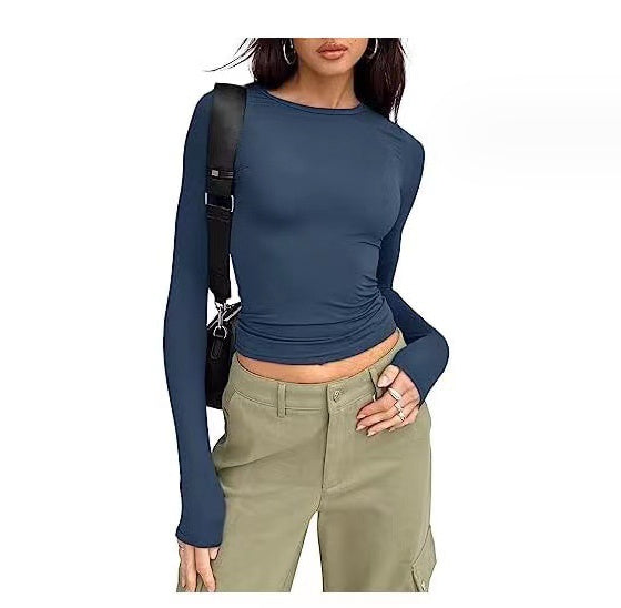 Women's Slim Long-Sleeved Pullovers Suitable As Tops & Solid Causal Fit Shirts