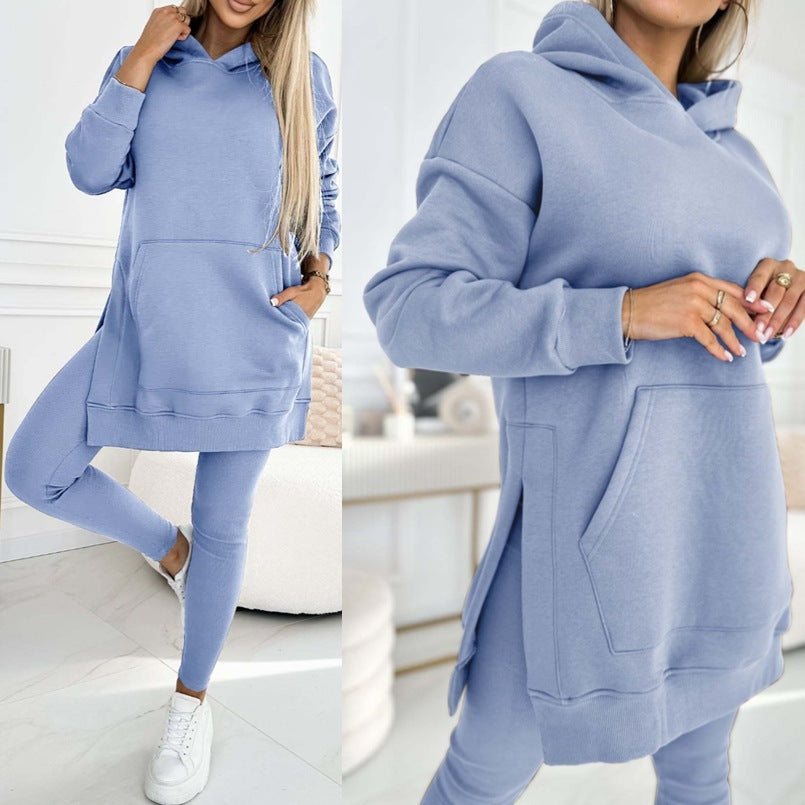 Women's Sports Casual Hooded Sweater - Thickened Underwear Leggings Two-piece Suit