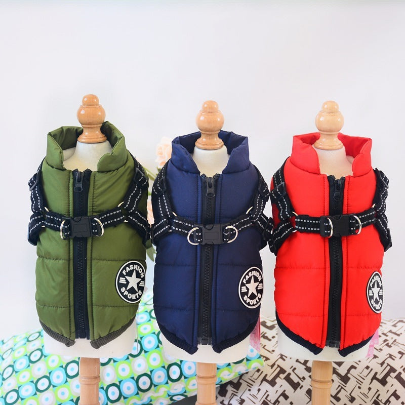Waterproof Winter Dog Warm Coat With Harness Suitable For Big Dog Jacket