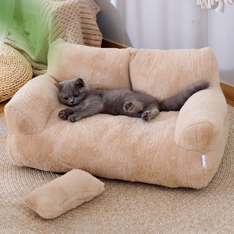 Luxury Pet Winter Warm Sofa For Small And Medium Dogs And Cats - Comfortable Plush Puppy Bed