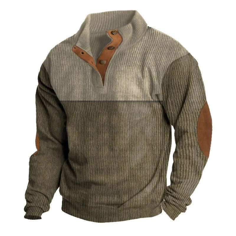 Men's Printed Stand Collar Casual Sweatshirt