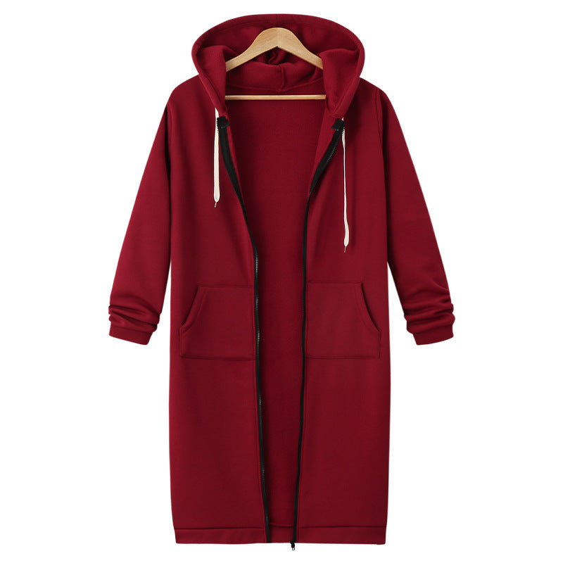 Women's Hooded Long Sleeve Sweater - Fleece Long Jacket