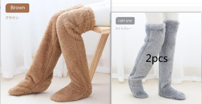Winter Warm Over Knee High Fuzzy Long Socks - Cold-proof Stockings, Home Floor Sleeping Socks - Unisex