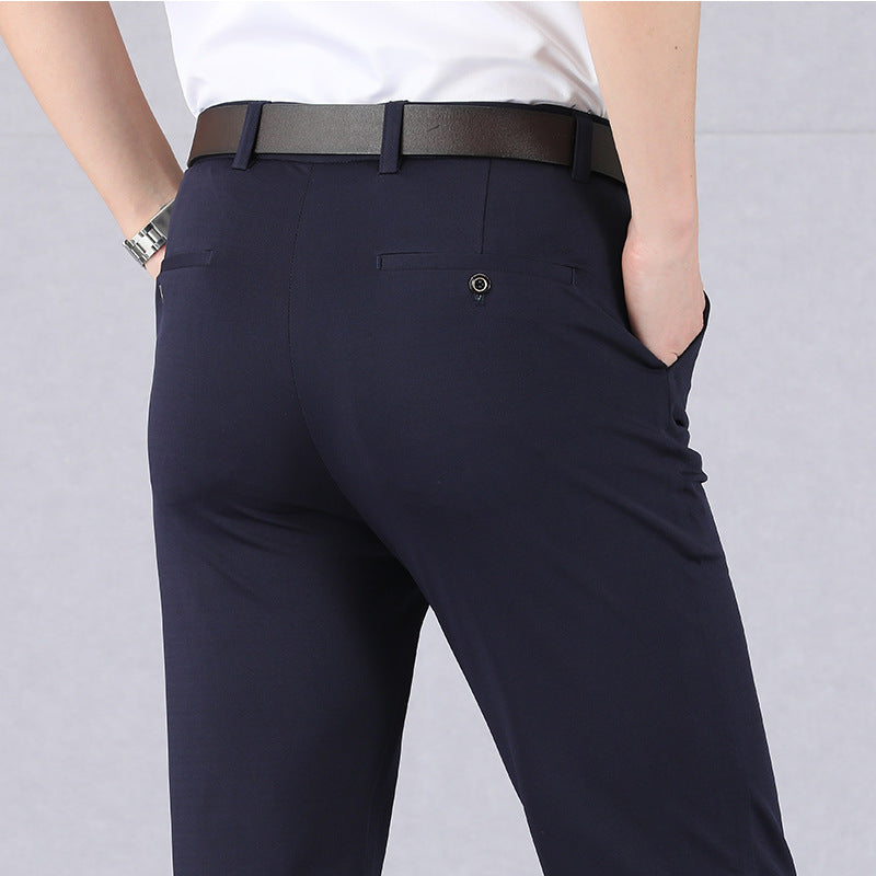 Men's High-Waist Casual Pants - Middle-Aged Stretch Trousers