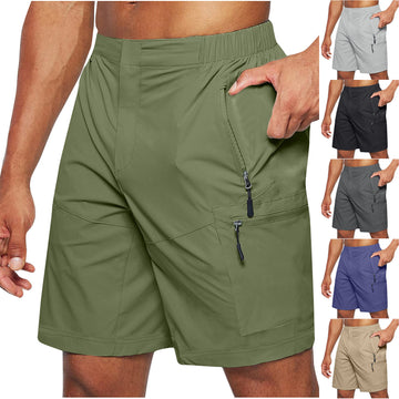 Men's Knee-Length Straight Pants With Elastic Waist - Strap Summer Casual Outdoor Shorts