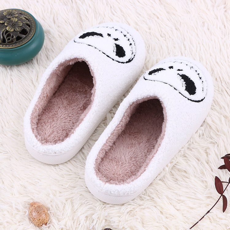 Halloween Skull-Smirk Home &  Indoor Funny Non-Slip House Slippers - Winter Warm Bedroom Slippers - Unisex