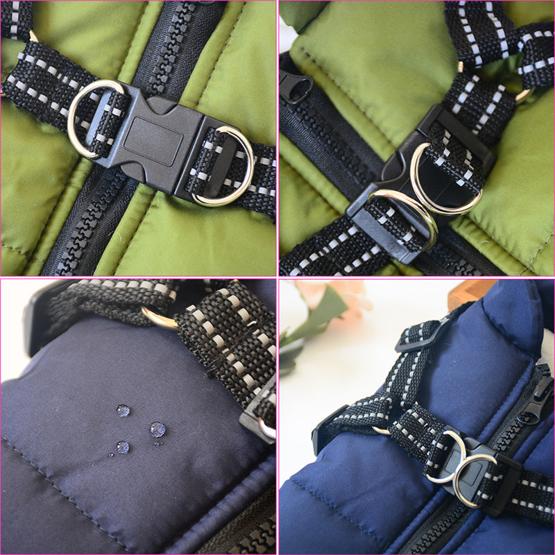 Waterproof Winter Dog Warm Coat With Harness Suitable For Big Dog Jacket