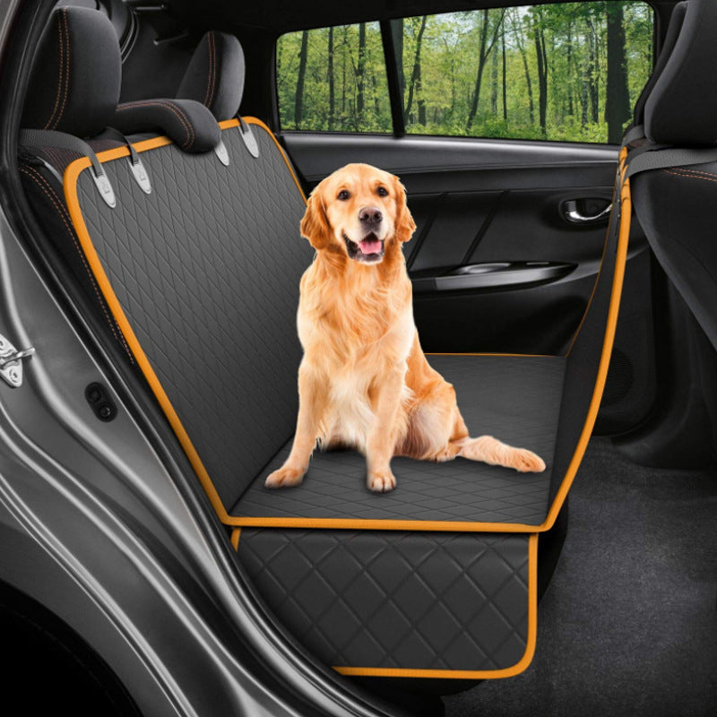 Dog Waterproof Car Seat Cover With Mesh Window, Zipper, And Pocket For Travel - Pet Carrier Hammock Safety Protector At Car Rear Seat