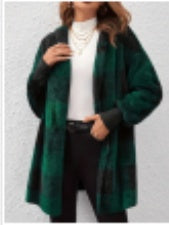 Women's Loose Plaid Sweater Cardigan