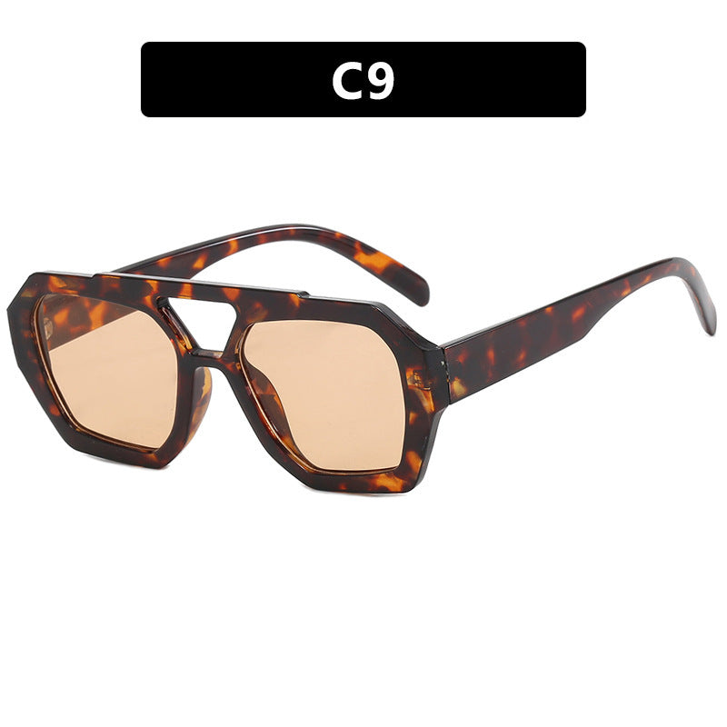 Ins Big Frame Leopard Sunglasses And Summer Sunshade - Beach Vacation Glasses For Women