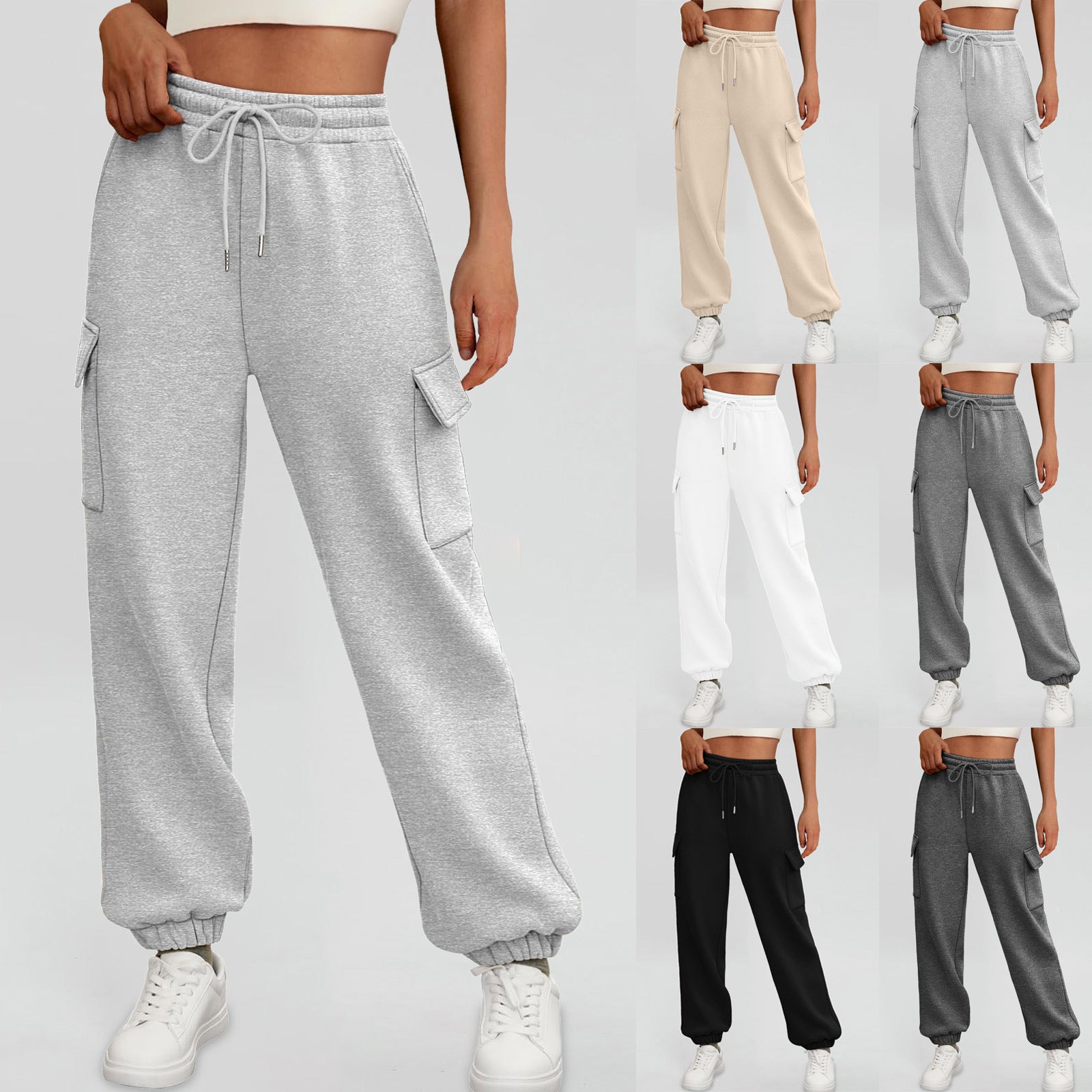 Women's Sweatpants Fleece Lined Baggy Athletic Jogger Trousers With Pockets - Casual Trendy Cargo Pants Autumn Outfits
