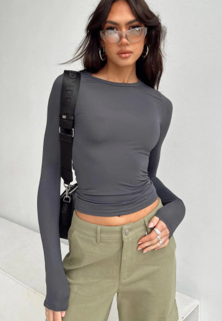 Women's Slim Long-Sleeved Pullovers Suitable As Tops & Solid Causal Fit Shirts