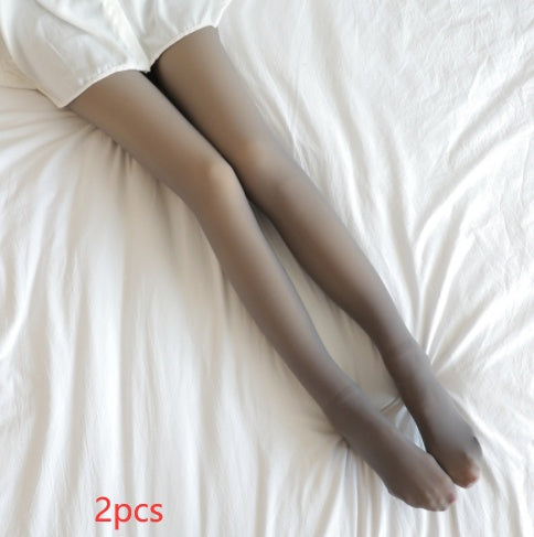 Women's Translucent Plus Size Warm Leggings, Pantyhose, Fleece Lined Tights Suitable For Autumn And Winter