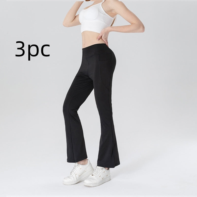 Ladies Mid Waist Abdominal-Shaping Slimming Cropped Pants - Casual Pocket Bootcut Trousers