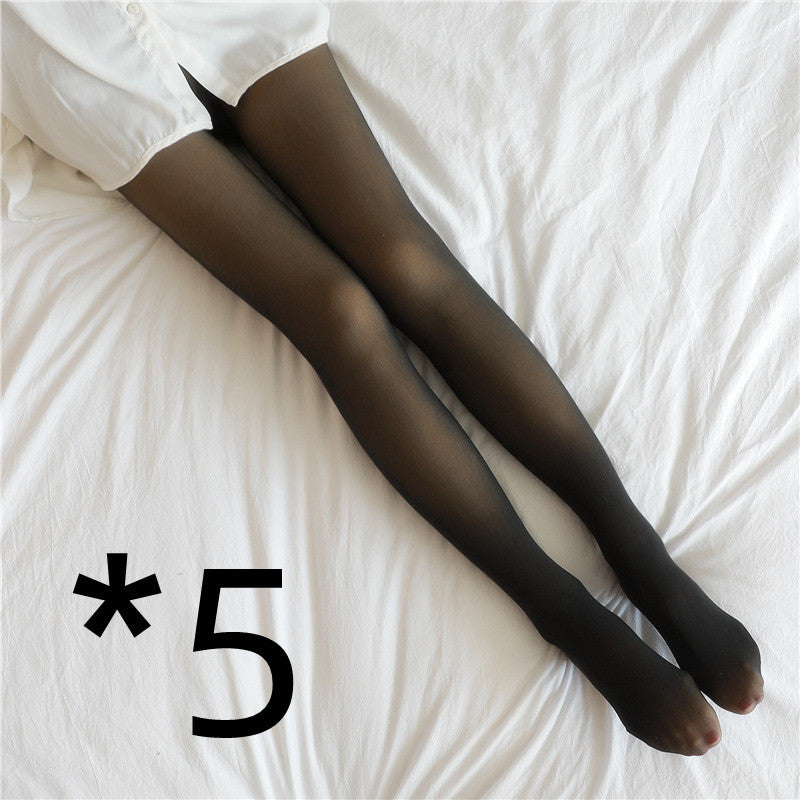 Women's Translucent Plus Size Warm Leggings, Pantyhose, Fleece Lined Tights Suitable For Autumn And Winter