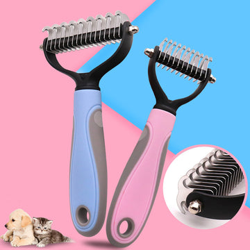 Stainless Double-Sided Pet Hair Brush With Removal Comb For Pet Grooming