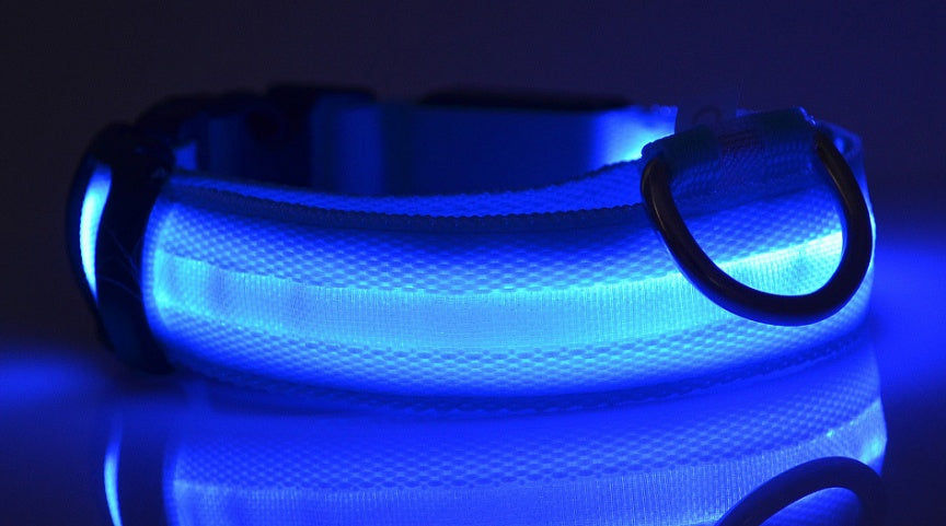 Adjustable Nylon LED Pet Luminous Collar Night Safety Flashing Light - Glows in Dark For Dog And Cat