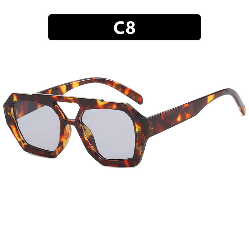 Ins Big Frame Leopard Sunglasses And Summer Sunshade - Beach Vacation Glasses For Women