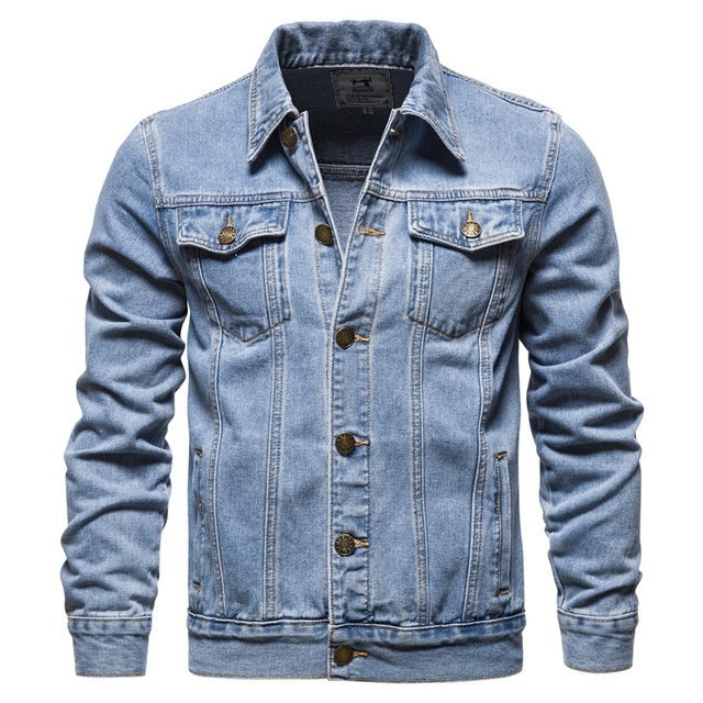 Men's Casual Blue Lapel Jeans Quality Jackets