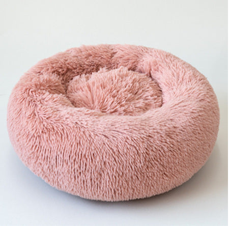 Pet Round Plush Beds For Small Dogs And Cats With Litter Kennel Feature - Suitable For a Puppy