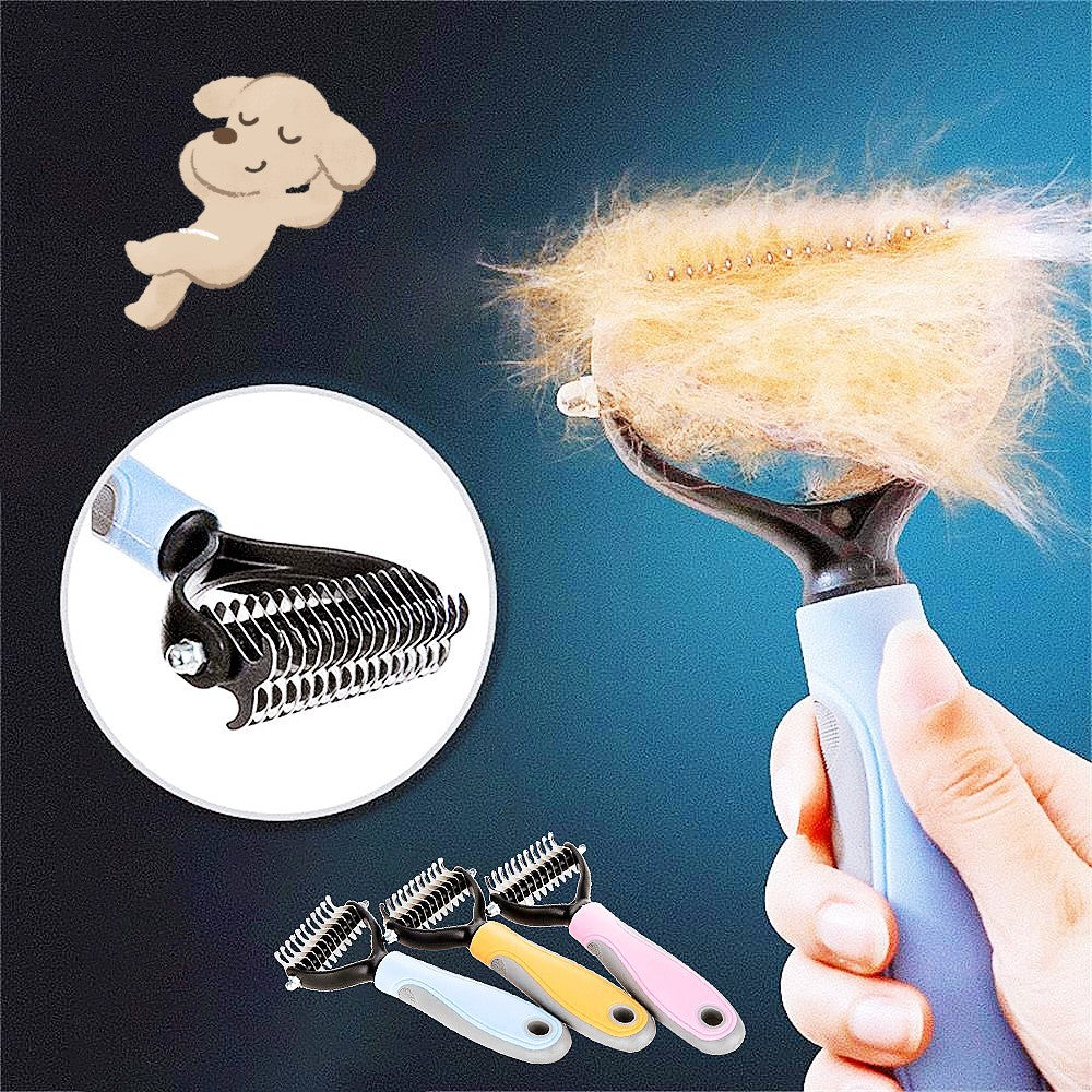 Stainless Double-Sided Pet Hair Brush With Removal Comb For Pet Grooming