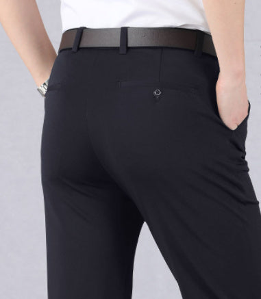 Men's High-Waist Casual Pants - Middle-Aged Stretch Trousers