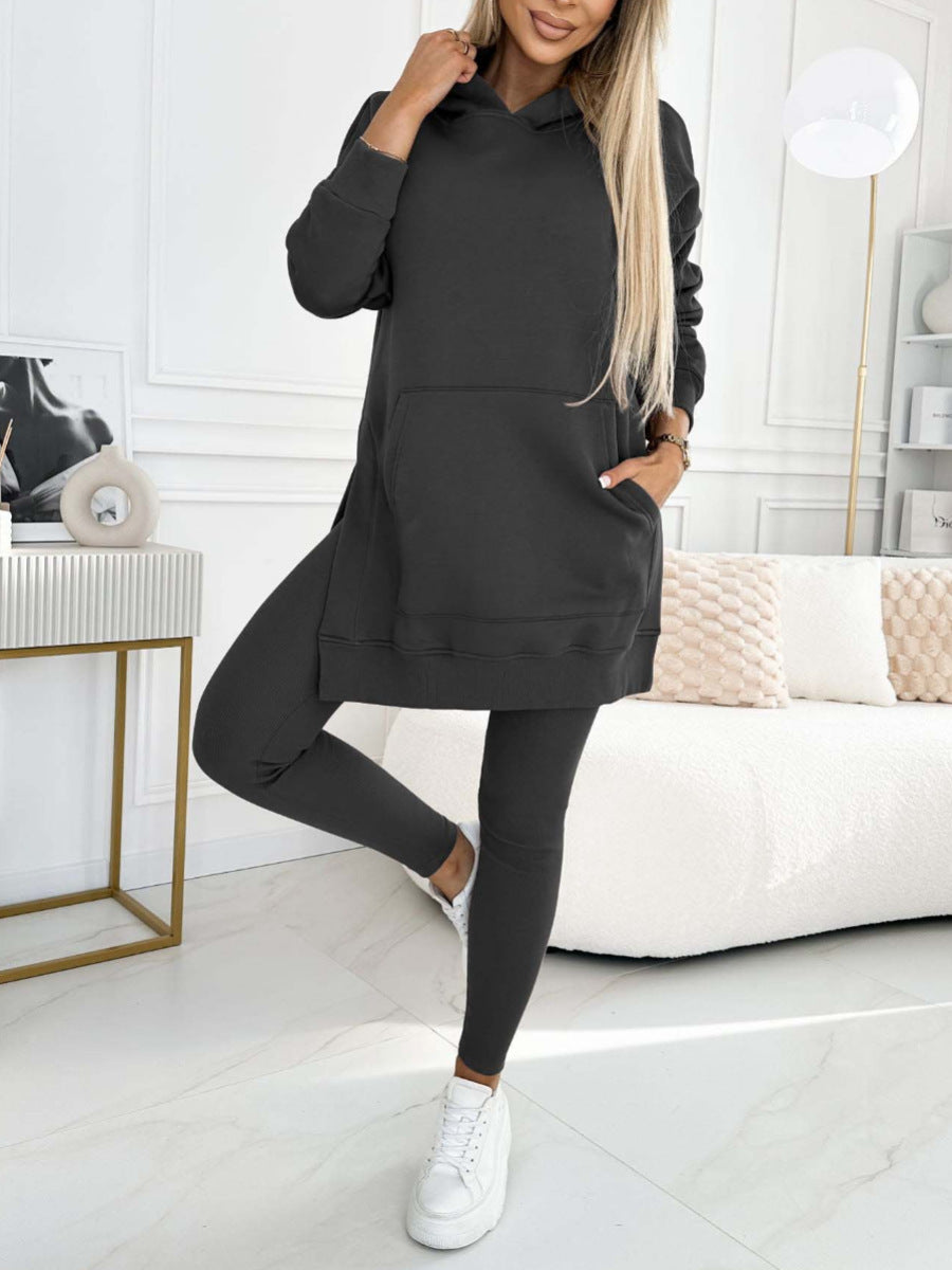 Women's Sports Casual Hooded Sweater - Thickened Underwear Leggings Two-piece Suit