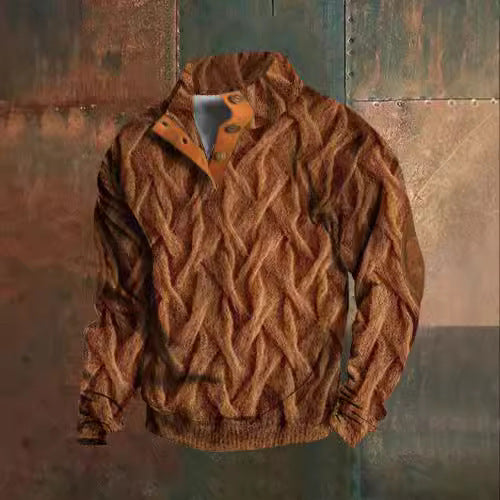 Men's 3D Sweater With Hot Digital Printing Stand Collar