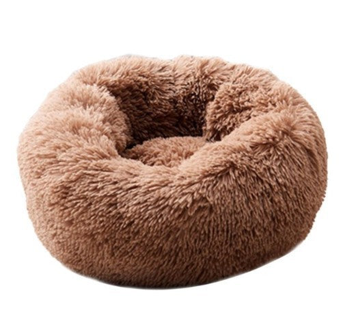 Pet Round Plush Beds For Small Dogs And Cats With Litter Kennel Feature - Suitable For a Puppy
