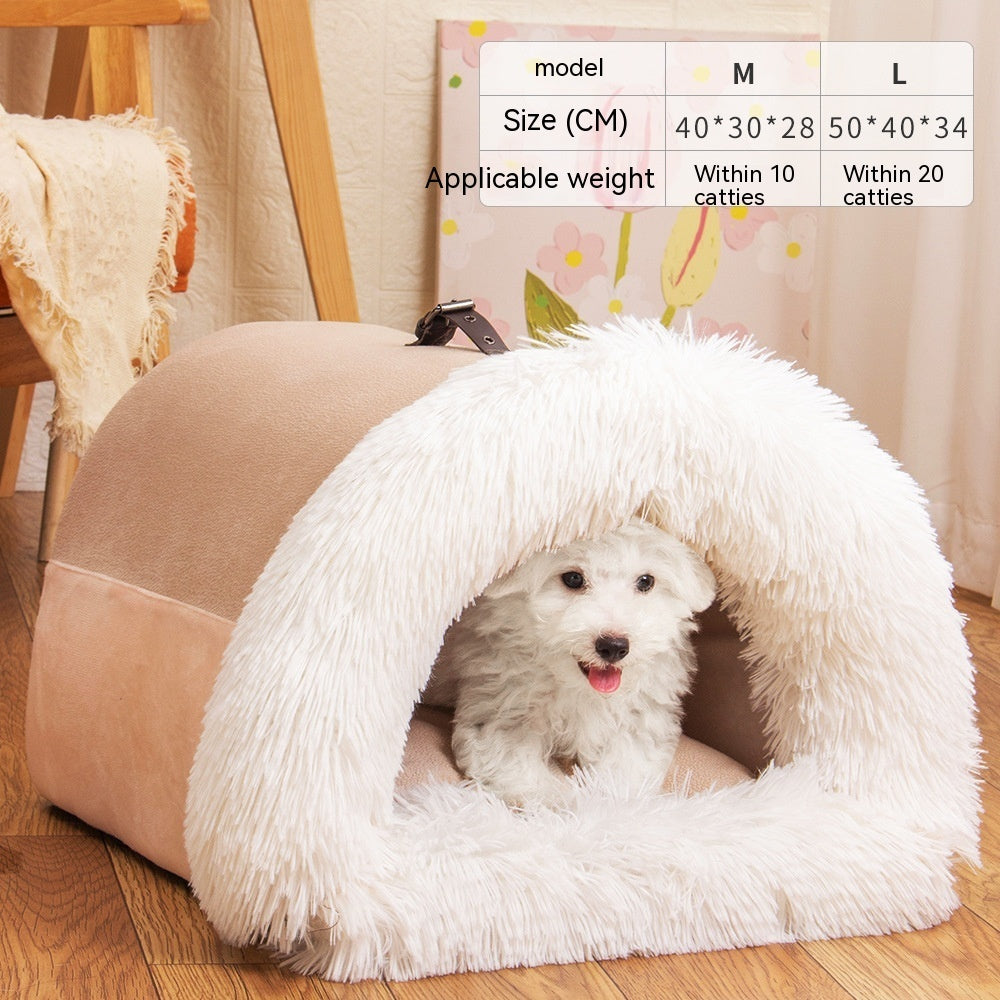 Splice Portable Pet Warm Nest For Autumn And Winter - Moisture-Proof Long Fur Cat And Dog Nest