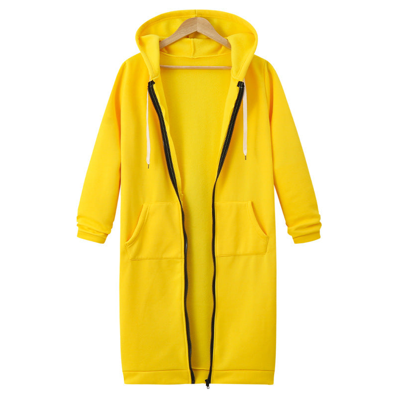 Women's Hooded Long Sleeve Sweater - Fleece Long Jacket