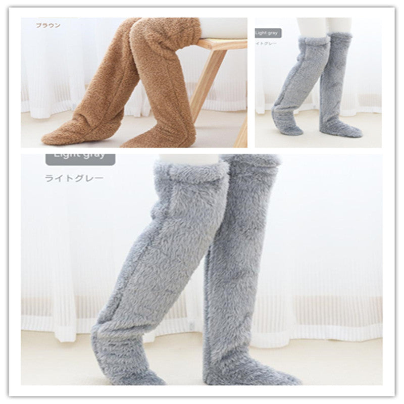 Winter Warm Over Knee High Fuzzy Long Socks - Cold-proof Stockings, Home Floor Sleeping Socks - Unisex