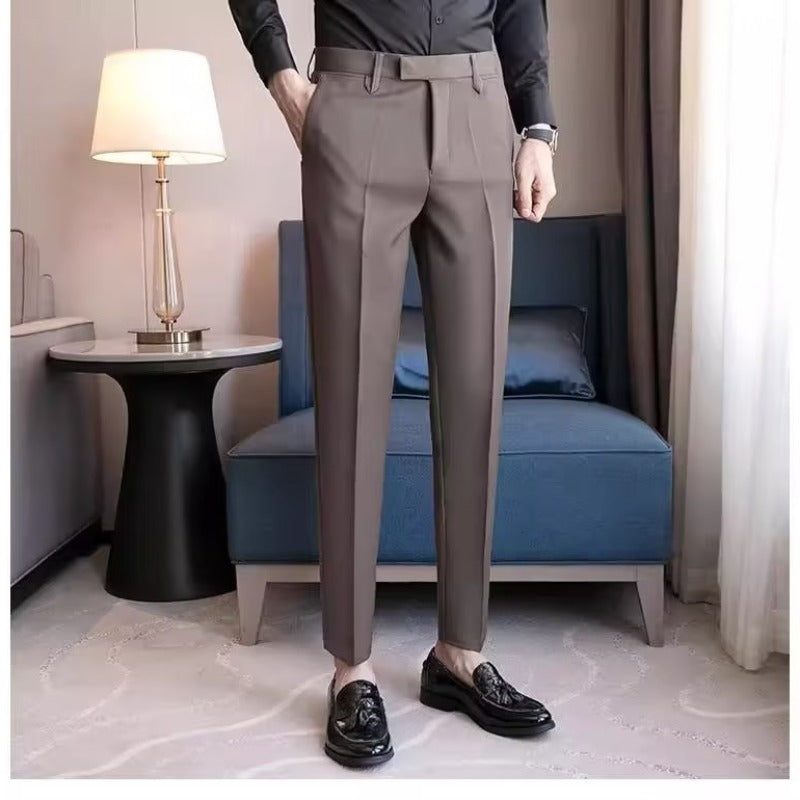 Men's Cropped And Casual Suit Straight Pants