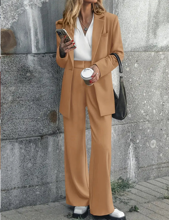 Women's Fashion Casual Solid Colour Coat - Trousers Suit