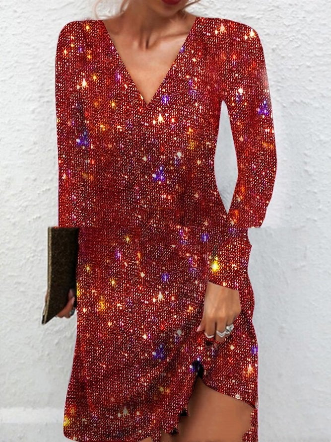 Women's Elegant Sexy Sequined V-neck Dress