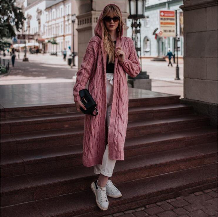 Women's Hooded Long Cardigan Sweater