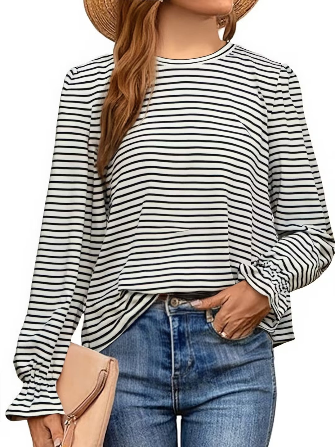 Women's Long-Sleeved Winter Base With Striped Square Collar